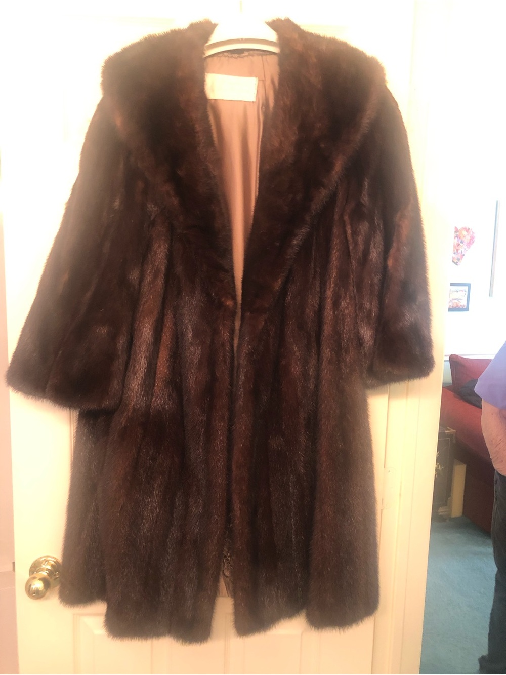 Vintage Full-Length Dark Brown Mink Coat fur